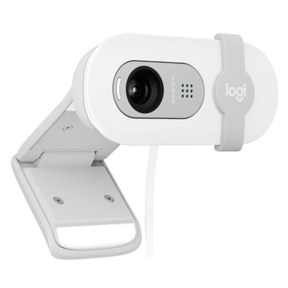 Cámara web Logitech Brio 100 blanca con obturador