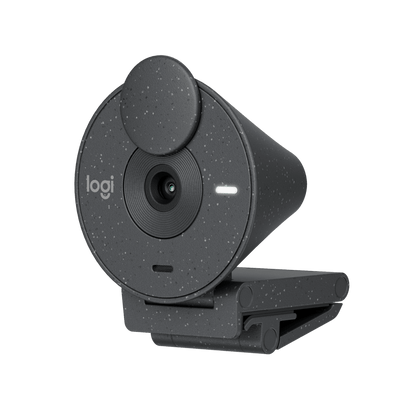 Cámara web Logitech Brio 300 negra con obturador de privacidad