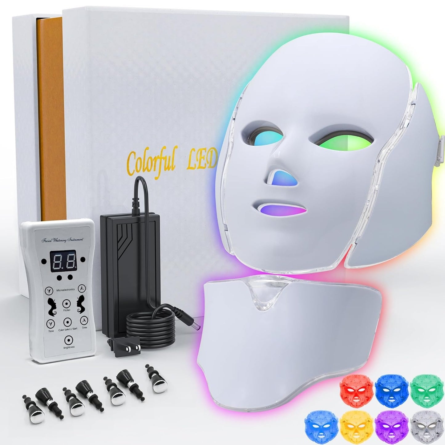 Mascara con Cuello Led 7 Colores Terapia de Luz Profesional