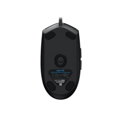 Logitech G203 negro vista inferior