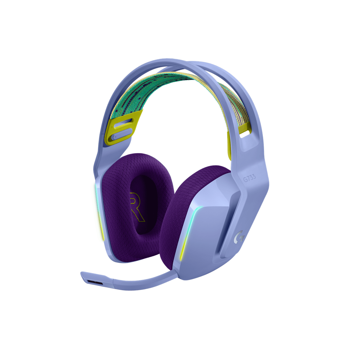 Diadema Logitech G733 lila vista frontal