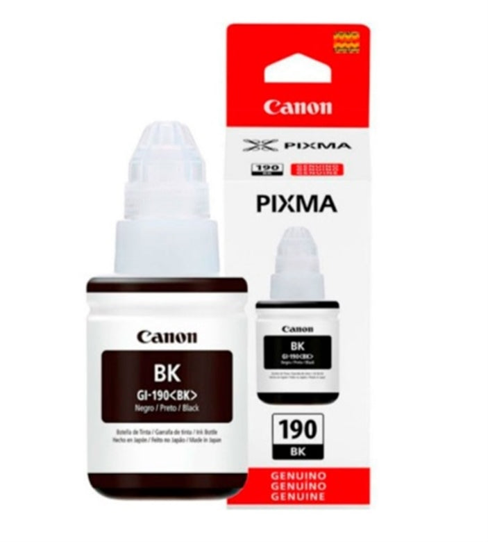 Botella de tinta Canon GI-190 negra con caja