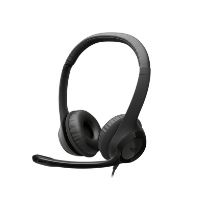 Diadema Logitech H390 USB negra vista frontal