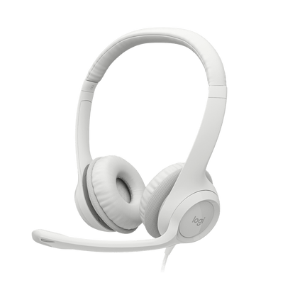 Diadema Logitech H390 USB blanca vista frontal