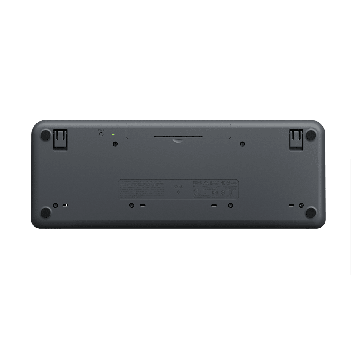 Teclado Logitech K250 grafito vista inferior