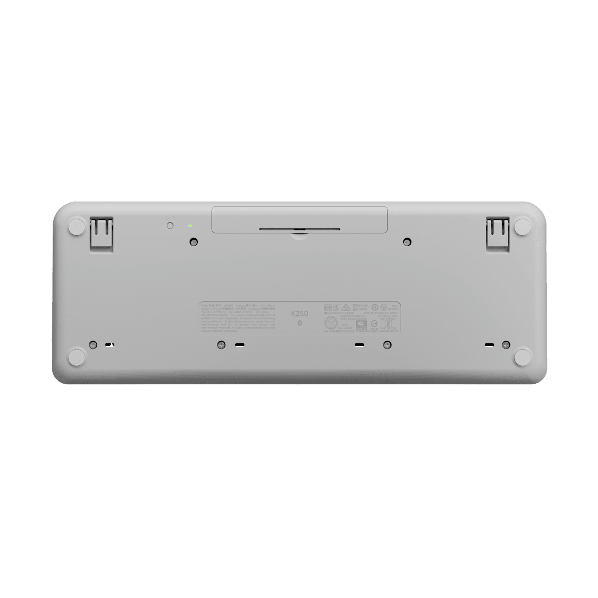 Teclado Logitech K250 blanco vista inferior