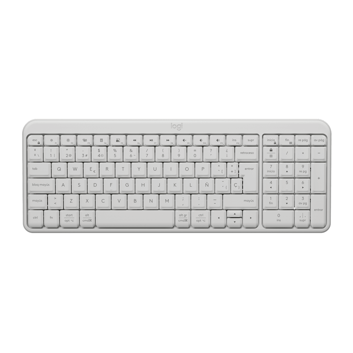 Teclado Logitech K250 blanco vista superior (distribución en español)