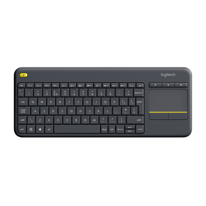 Teclado Logitech K400 Plus negro con touchpad vista superior