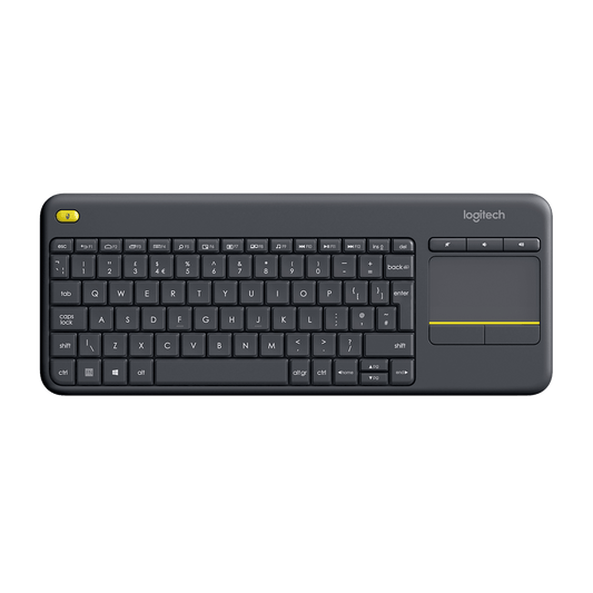 Teclado Logitech K400 Plus negro con touchpad vista superior