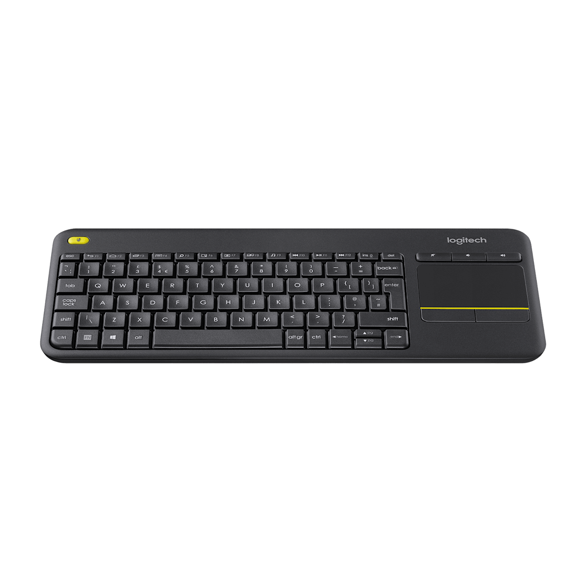Teclado Logitech K400 Plus negro vista en ángulo