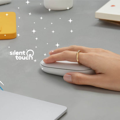 Logitech Pebble Mouse 2 M350s blanco en uso