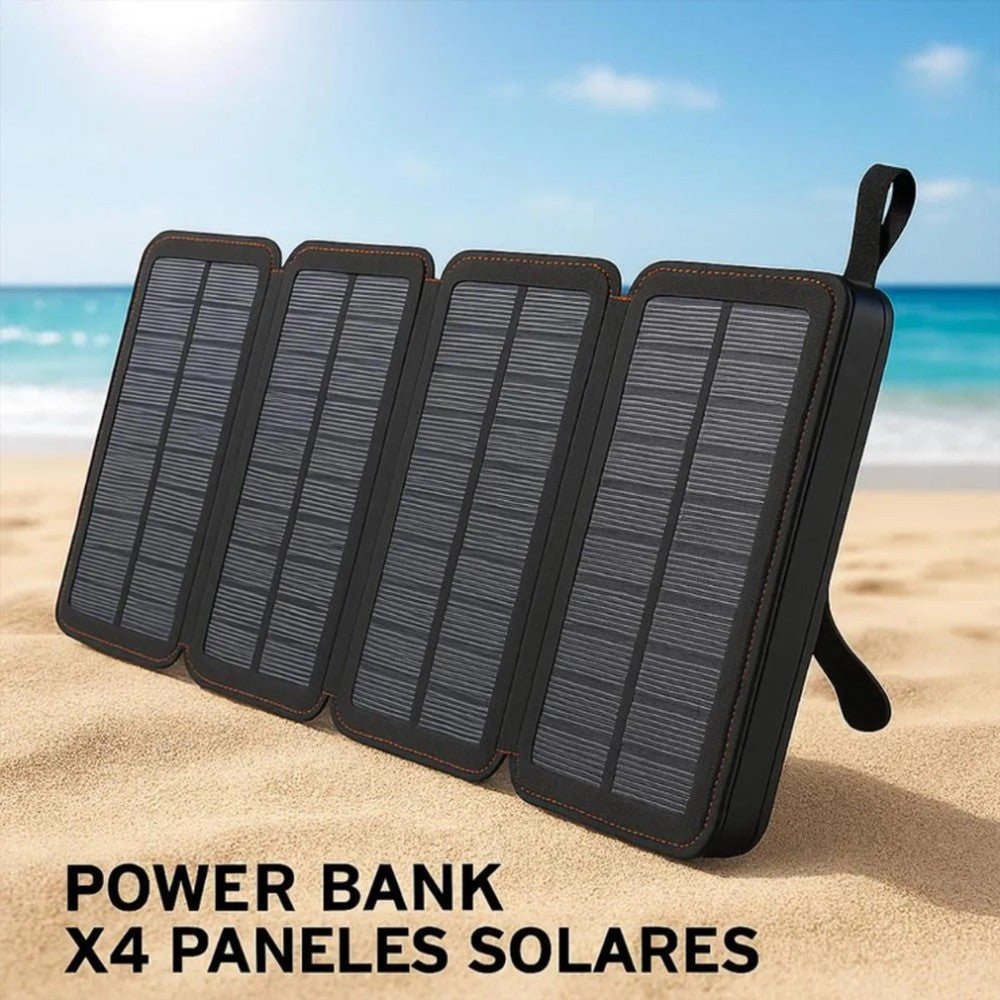 Power Bank Solar Recargable 4 Paneles 20000Mah Con Linterna