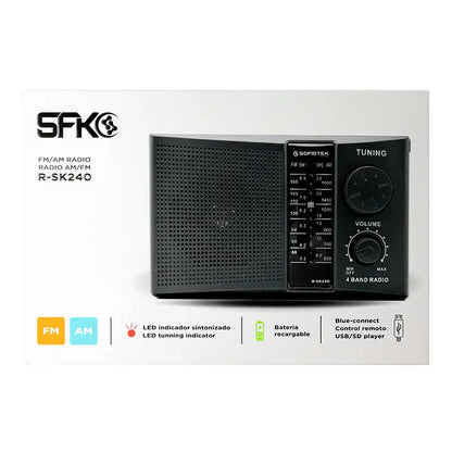 Radio Recargable Sofistek R-SK240 AM FM Onda Corta USB SD