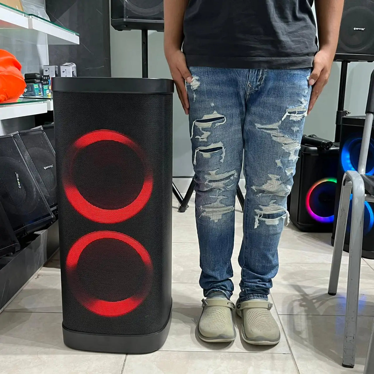 Torre de Sonido Sofistek SK-619 Parlante 2x8" con Micrófono Inalámbrico
