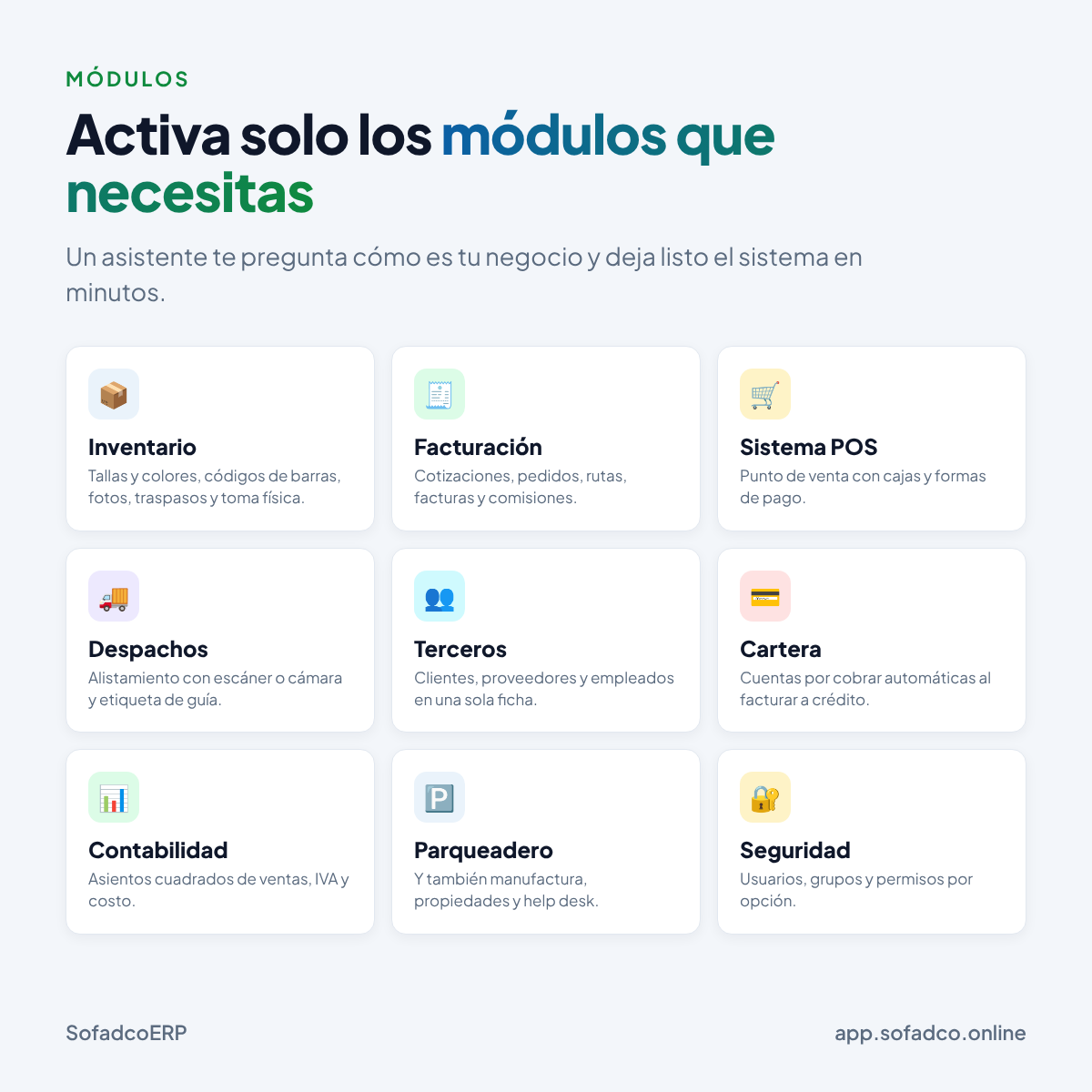 SofadcoERP – Software ERP web para tu negocio (Inventario, Facturación, Despachos y más) 7 dias graftis