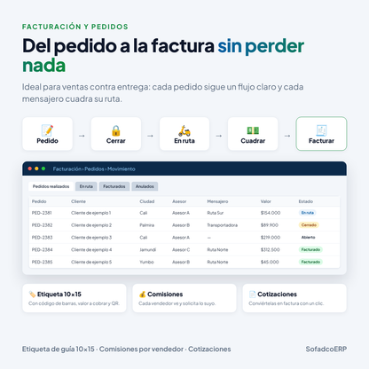 SofadcoERP – Software ERP web para tu negocio (Inventario, Facturación, Despachos y más) 7 dias graftis