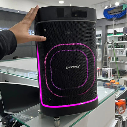 Parlante Sofistek Spectrum 80W con Micrófono Inalámbrico y Luces RGB