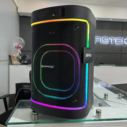 Parlante Sofistek Spectrum 80W con Micrófono Inalámbrico y Luces RGB