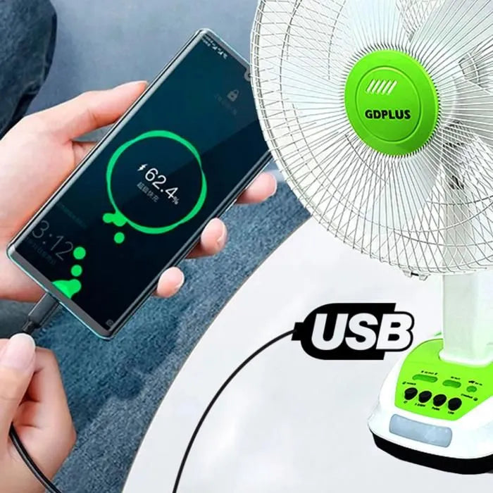 Ventilador Recargable Solar con LED y USB