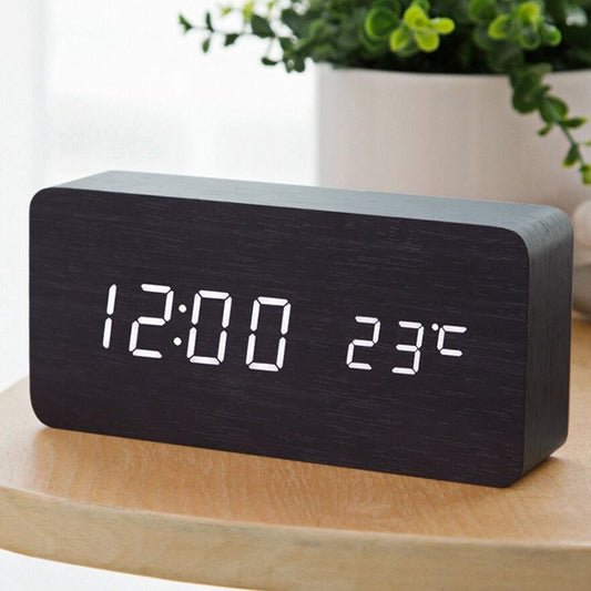 Reloj Despertador Digital Con Diseño De Madera  30 CM