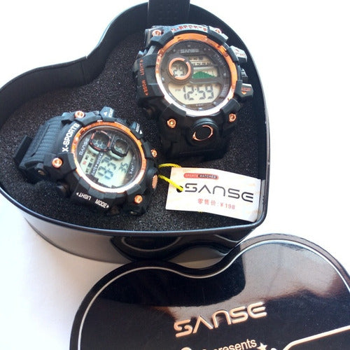 Relojes Pareja Sanse Digital Estuche Amor Multifuncion Led