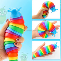 Gusano Arco Iris 3D Slug Fidget Juguete Articulado Flexible Alivio Anti-Ansiedad Sensorial 